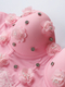 Pink Floral Beaded Corset Spaghetti Strap Top With Chest Pads