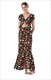 Kurzärmeliges Blumen-Druckkleid mit V-Ausschnitt, Schlitz und vorderem Cut-Out