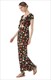 Kurzärmeliges Blumen-Druckkleid mit V-Ausschnitt, Schlitz und vorderem Cut-Out