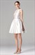 Ärmelloses A-Linien-Satin-Kurz Kleid mit transparentem Spitzenoberteil