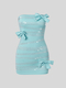 Lake Blue Off-Shoulder Butterfly Rhinestone Bodycon Dress
