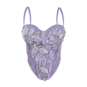 Handmade Floral Beaded Corset Top With Chest Pads