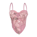 Handmade Floral Beaded Corset Top With Chest Pads
