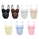 Lace Semi-Sheer Mesh Corset Push-Up Top With Chest Pad