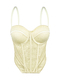 Lace Semi-Sheer Mesh Corset Push-Up Top With Chest Pad