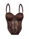 Lace Semi-Sheer Mesh Corset Push-Up Top With Chest Pad