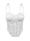 Lace Semi-Sheer Mesh Corset Push-Up Top With Chest Pad