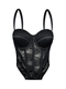 Lace Semi-Sheer Mesh Corset Push-Up Top With Chest Pad