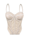 Lace Semi-Sheer Mesh Corset Push-Up Top With Chest Pad