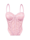 Lace Semi-Sheer Mesh Corset Push-Up Top With Chest Pad