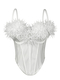 French-Style 3D Floral Sheer Mesh Fishbone Crop Top
