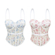 Besticktes florales Mesh-transparentes Korsett-Cami-Top