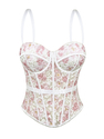 Embroidered Floral Mesh Sheer Corset Cami Top