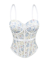 Embroidered Floral Mesh Sheer Corset Cami Top