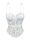 Besticktes florales Mesh-transparentes Korsett-Cami-Top