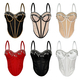 Strass-Fransen-Farbblock-Korsett-Bustier-Cami-Top