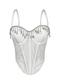 Strass-Fransen-Farbblock-Korsett-Bustier-Cami-Top