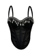 Strass-Fransen-Farbblock-Korsett-Bustier-Cami-Top