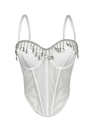 Strass-Fransen-Farbblock-Korsett-Bustier-Cami-Top