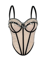 Strass-Fransen-Farbblock-Korsett-Bustier-Cami-Top