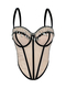 Strass-Fransen-Farbblock-Korsett-Bustier-Cami-Top