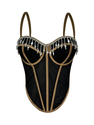Strass-Fransen-Farbblock-Korsett-Bustier-Cami-Top