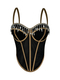 Strass-Fransen-Farbblock-Korsett-Bustier-Cami-Top