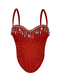 Strass-Fransen-Farbblock-Korsett-Bustier-Cami-Top
