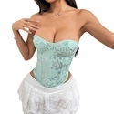 Bvlgari Grünes Schulterfreies Rückenfreies Schnür-Besticktes Crop-Top