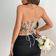Retro Floral Lace-Up Camisole Corset Top