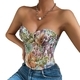 Retro Floral Lace-Up Camisole Corset Top