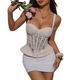 Embroidered Lace Fishbone Lace-Up Corset Vest