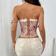 Vintage Court Style Lace-Trim Corset Camisole With Bow