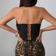 Black Off-Shoulder Fishbone Corset Top With Belt And Push-Up Padding