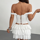 White Lace-Up Corset Tube Top Solid Color Slim Fit Vest