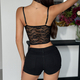 Black Sheer Lace Bustier Push-Up Underwire Lace-Up Crop Top