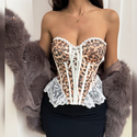 Leopard print Leopard Print Lace Trim Corset Crop Top