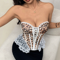 Leopard print Leopard Print Lace Trim Corset Crop Top