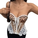 Leopard print Leopard Print Lace Trim Corset Crop Top