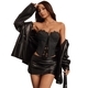 Graues transparentes Spitzen-Spliced-Korsett-Crop-Top mit Wimpernbesatz