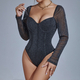 Black Women's Backless Long Sleeve Slim Fit Bodysuit