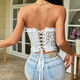 White Hollow Out Breathable Corset Bustier Crop Top