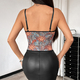 Mehrfarbiges Retro-Druck-Korsett-Rückenfreies-Fischgräten-Crop-Top