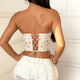 Aprikosenfarbenes französischer-Stil-Schnür-Fischgräten-Korsett-Camisole
