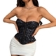 Blue-black French Court Style Lace-Up Camisole With Chest Pad And Waist Shaping