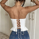 White Push-Up Lace-Up Diamond Fishbone Slimming Cami