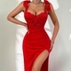 Lace Bodycon Slit Maxi Dress Set For Women