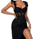 Lace Bodycon Slit Maxi Dress Set For Women