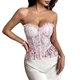 Pink French Embroidery Ruffled Backless Lace-Up Corset