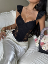 Black French Style Fishbone Corset Cami Top Slim Fit